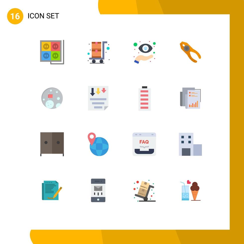 interface mobile couleur plate ensemble de 16 pictogrammes de pinces à outils pince à oeil vision pack modifiable d'éléments de conception de vecteur créatif