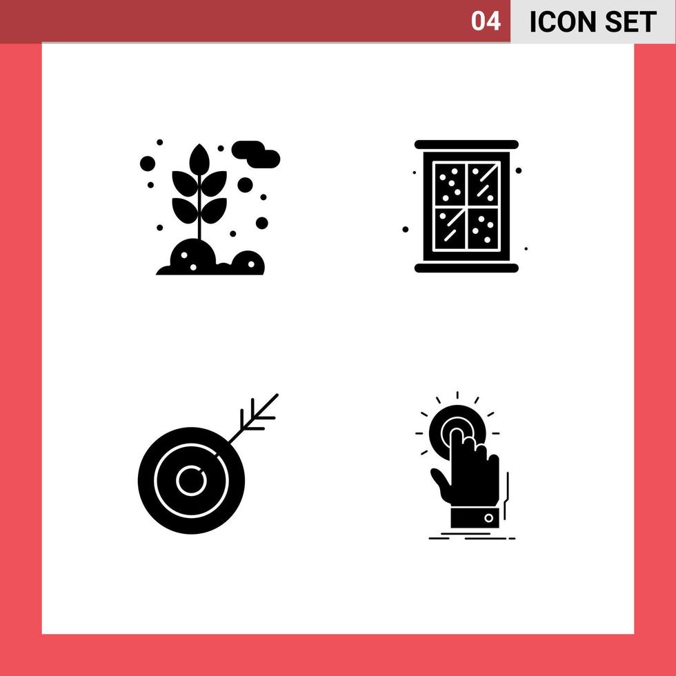 ensemble moderne de 4 glyphes et symboles solides tels que l'agriculture fléchette blé fenêtre cible éléments de conception vectoriels modifiables vecteur