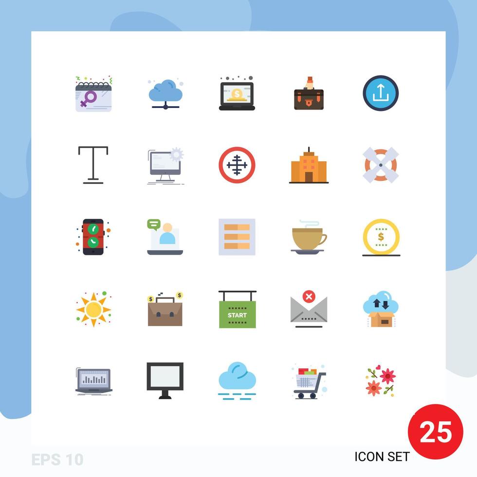 ensemble de 25 symboles d'icônes d'interface utilisateur modernes signes pour porte-documents en ligne gestion de valise éléments de conception vectoriels modifiables vecteur