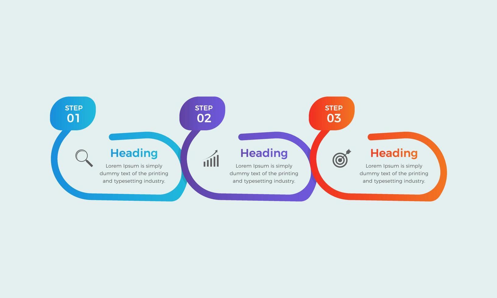 concept de 3 étapes vectorielles de conception infographique de développement commercial. modèle de conception de présentation infographique simple vecteur