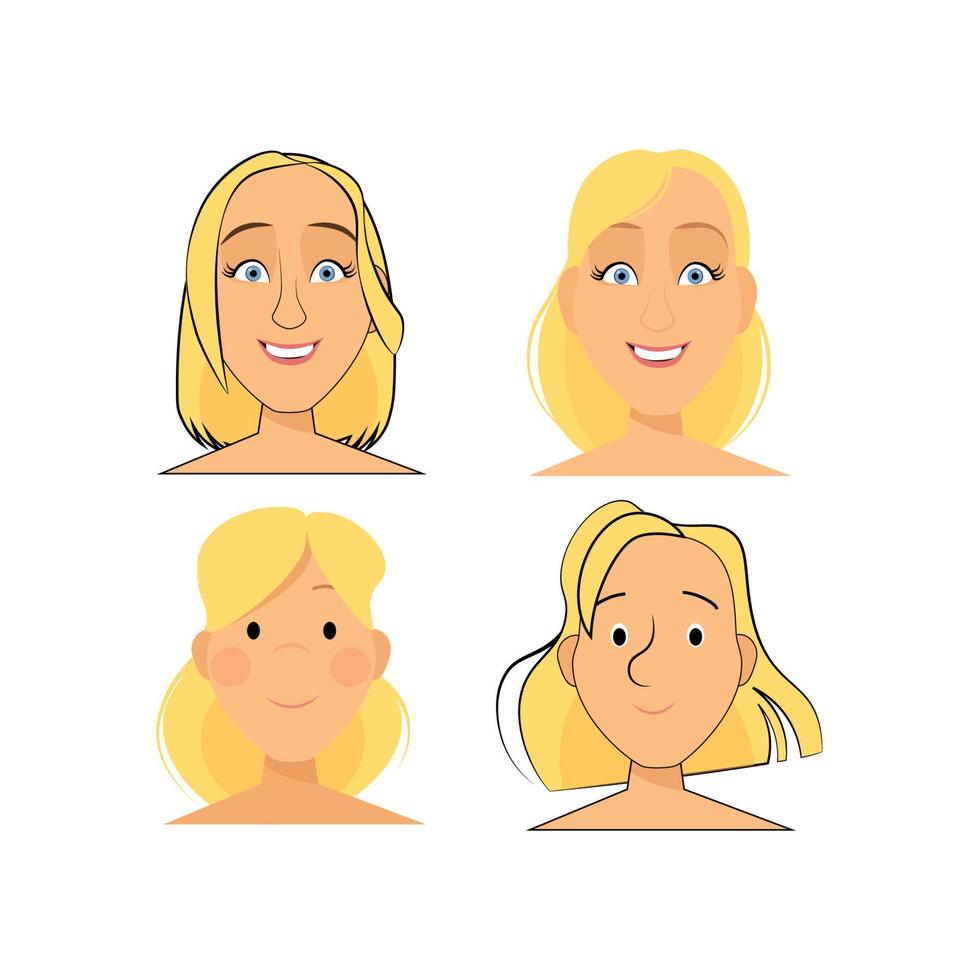 ensemble d'avatars d'une femme blonde avec un sourire vecteur