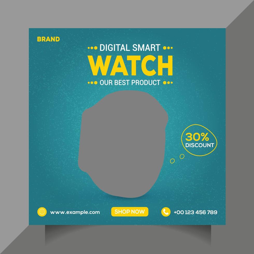 modèle de remise de vente de montre-bracelet. smartwatch produit vente vecteur de publication de médias sociaux. conception de modèle de publicité de produit de gadget. modèle promotionnel d'entreprise d'horloge. vecteur libre