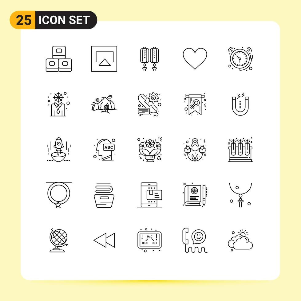 interface utilisateur pack de 25 lignes de base de l'interface d'alarme chinoise de cloche de temps éléments de conception vectoriels modifiables vecteur