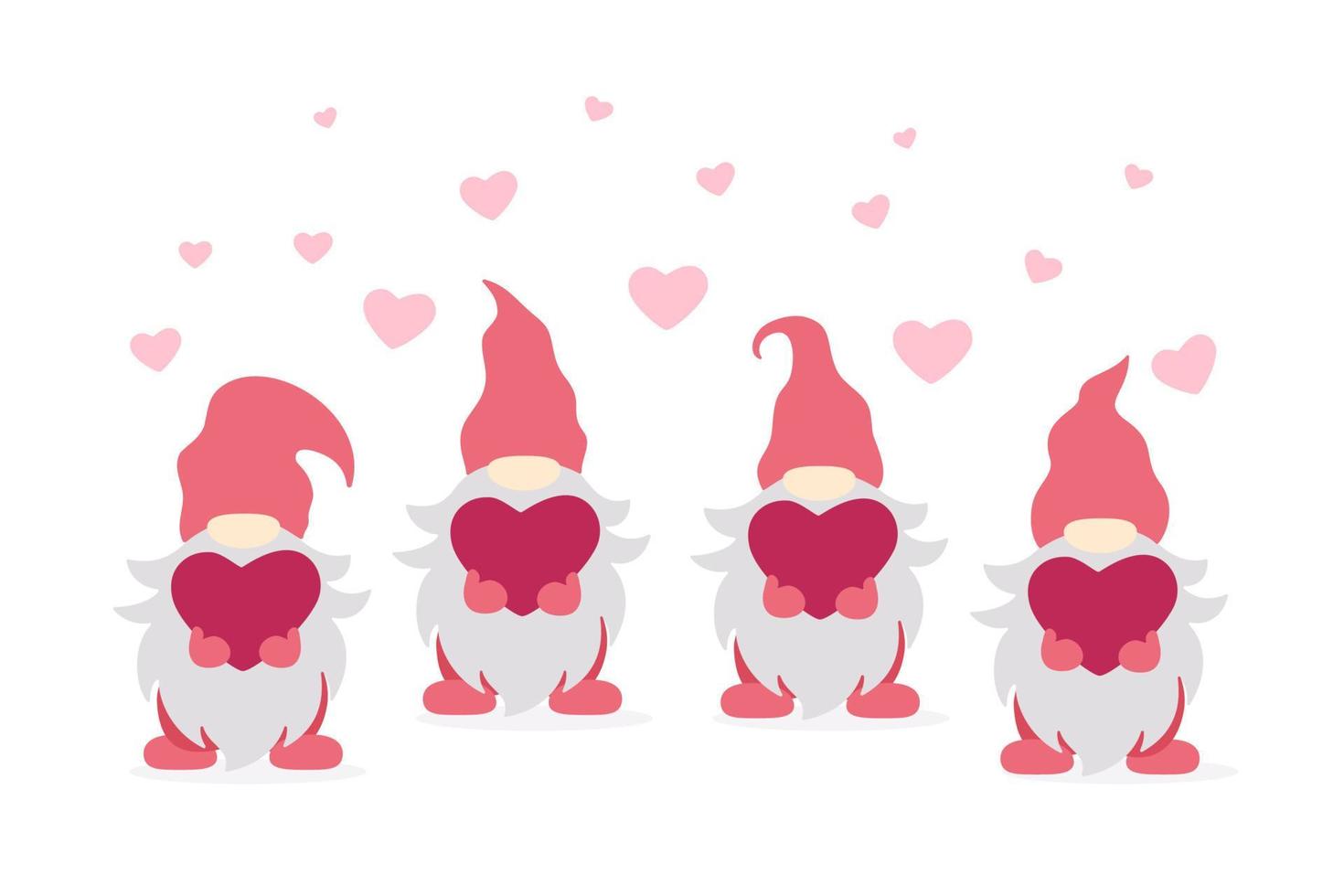 mignon gnome de la saint-valentin avec coeur. conception de la saint valentin. illustration vectorielle isolée sur fond blanc. vecteur