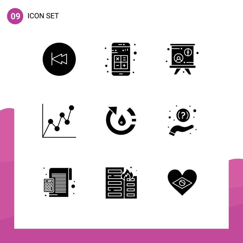 pack d'icônes vectorielles stock de 9 signes et symboles de ligne pour la présentation de carte de calculatrice d'argent écologique éléments de conception vectoriels modifiables vecteur