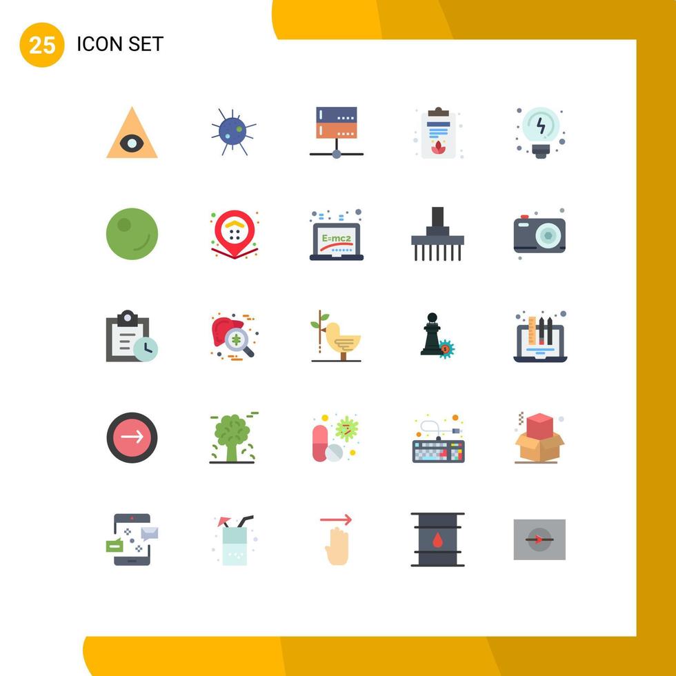 ensemble moderne de 25 pictogrammes de couleurs plates de dispositifs de solutions de pois remue-méninges éléments de conception vectoriels modifiables vecteur