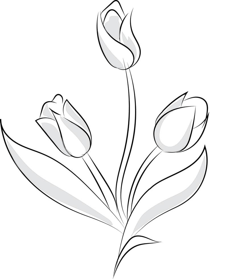 contour de fleur de tulipe design plat dessiné à la main de vecteur libre