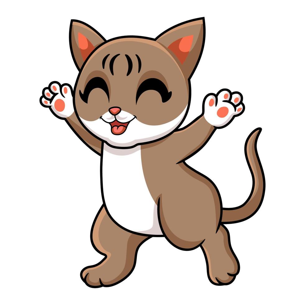 dessin animé mignon chat singapura marchant vecteur