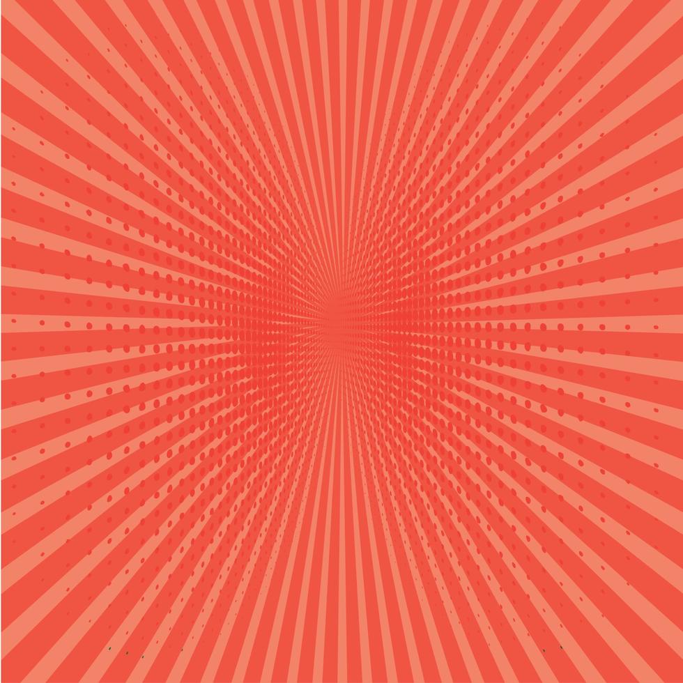 dessin animé de style rétro pop art de fond de rayon de soleil rouge comique vecteur