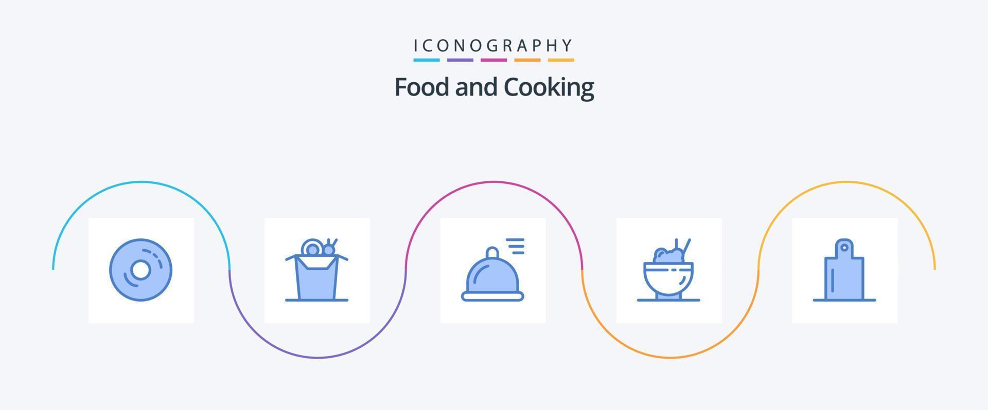 pack d'icônes bleu alimentaire 5 comprenant. préparation. nourriture. nourriture. nourriture vecteur