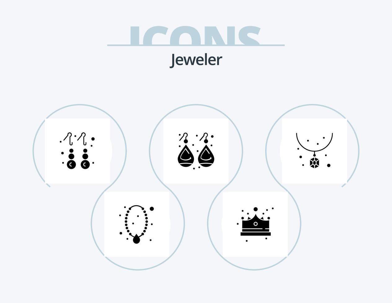 conception d'icônes pack 5 d'icônes de glyphe de bijoux. accessoires. bijoux. casquette. or. bijoux vecteur