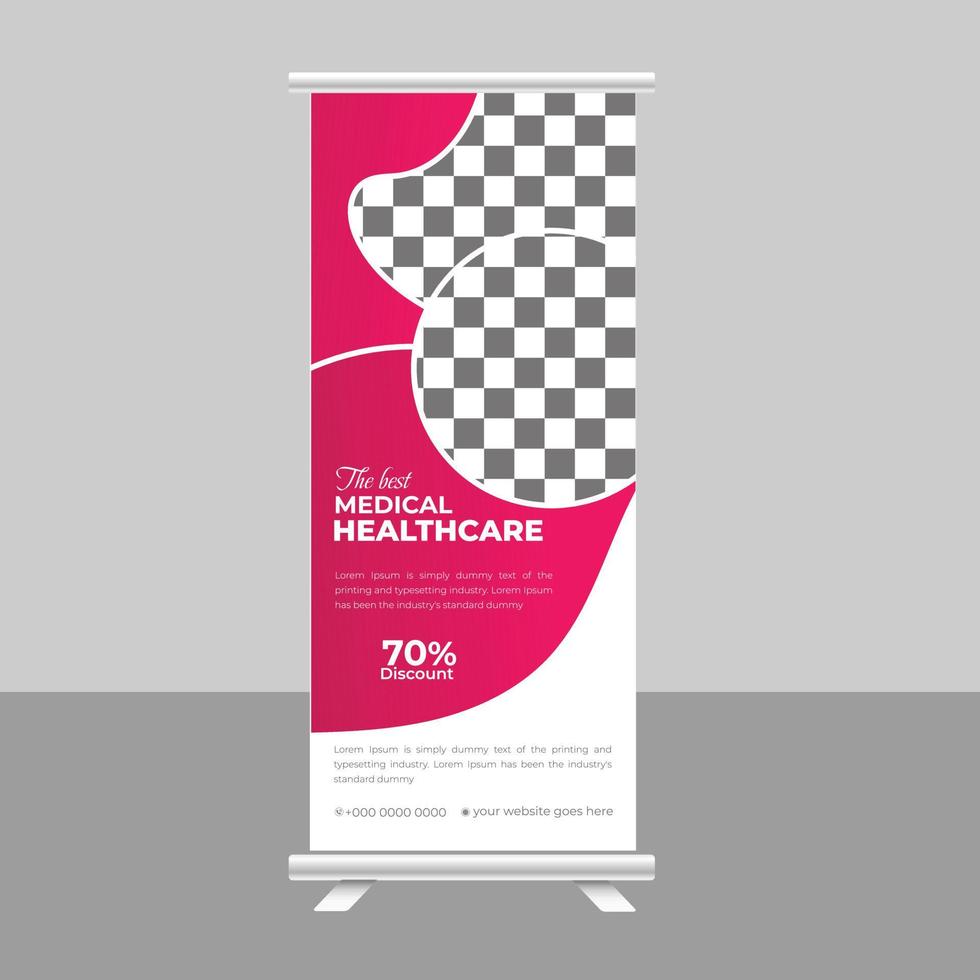 modèle de conception de couverture médicale roll up post bannière de soins de santé vecteur