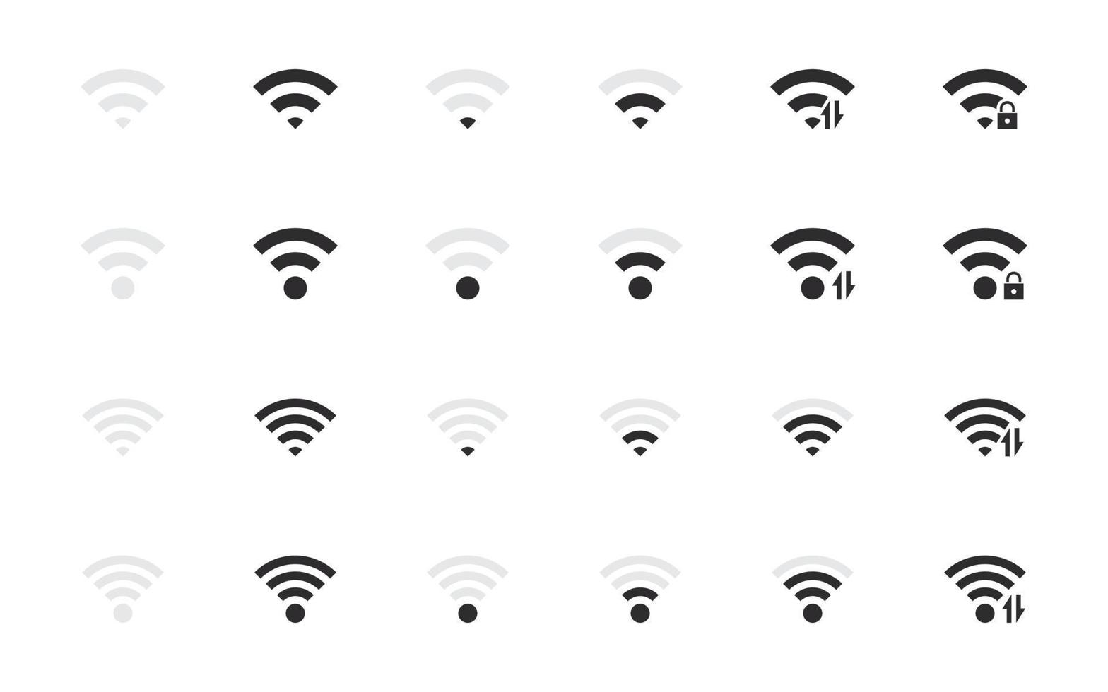 ensemble de signes wifi. symboles vectoriels wifi conceptuels. barres de signal Internet sans fil. icônes vectorielles vecteur