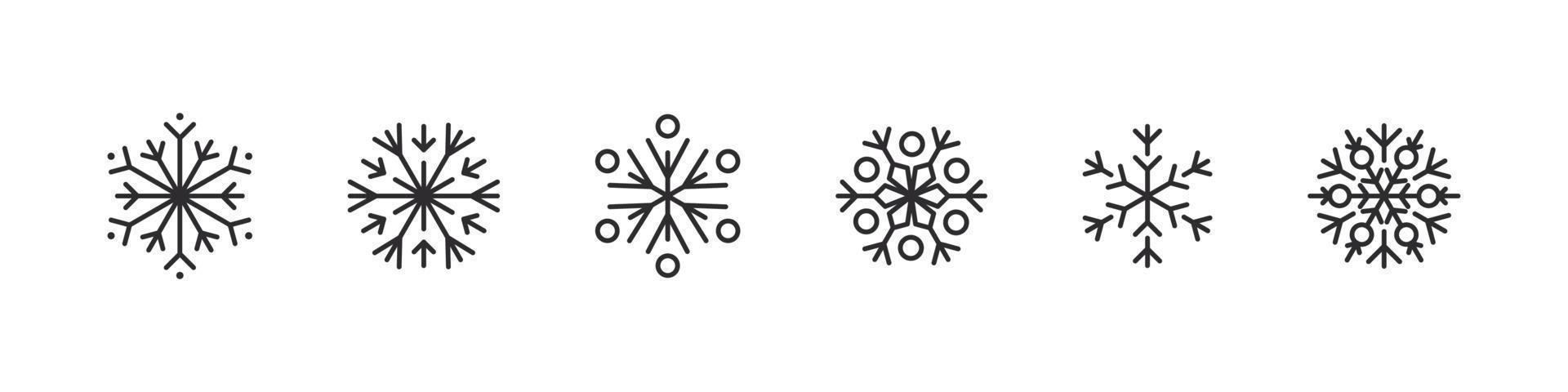 icônes de flocons de neige. symbole d'hiver de cristal de glace. signe de Noël. illustration vectorielle vecteur