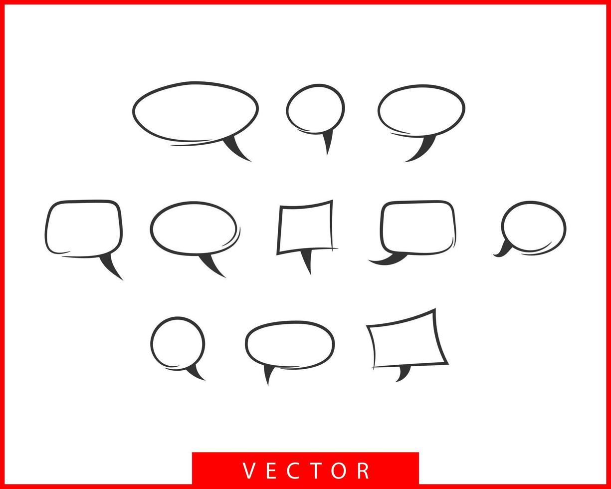 définir le vecteur de discours de bulles de conversation. éléments de conception d'icône de bulle vide vide. modèle de symbole de chat en ligne. silhouette d'autocollants de ballon de dialogue de collection.