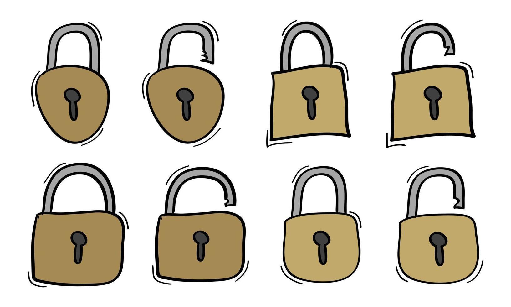 cadenas dessiné à la main pour l'icône de sécurité et de protection vecteur