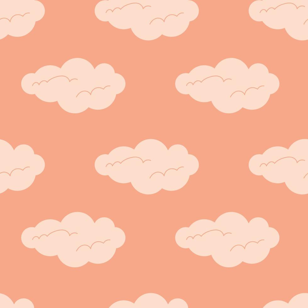 modèle sans couture avec des nuages dans des tons roses pastel. conception répétitive mignonne pour le textile et les tissus. illustration vectorielle. vecteur