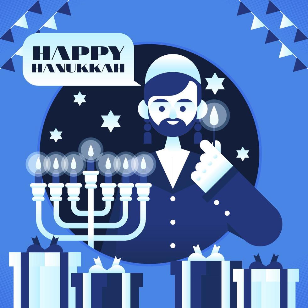 hanukkah la fête du design plat léger vecteur