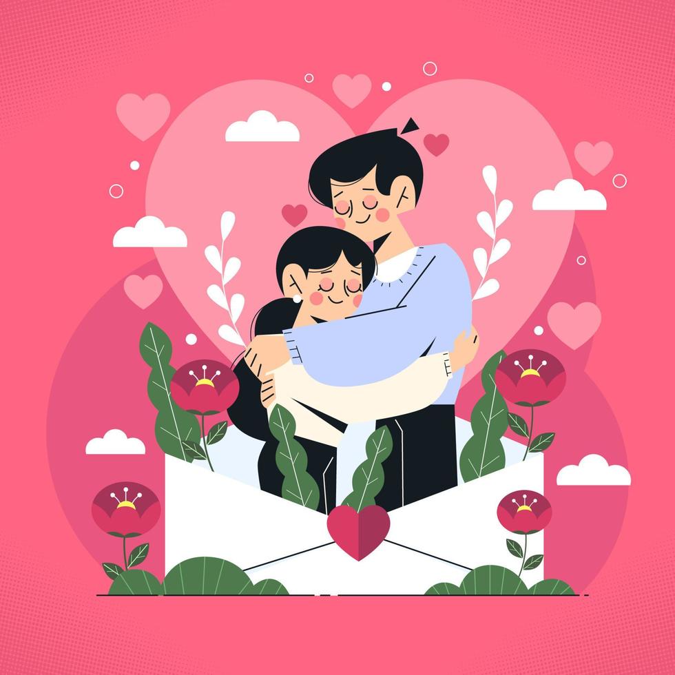 couple avec amour à la saint valentin vecteur