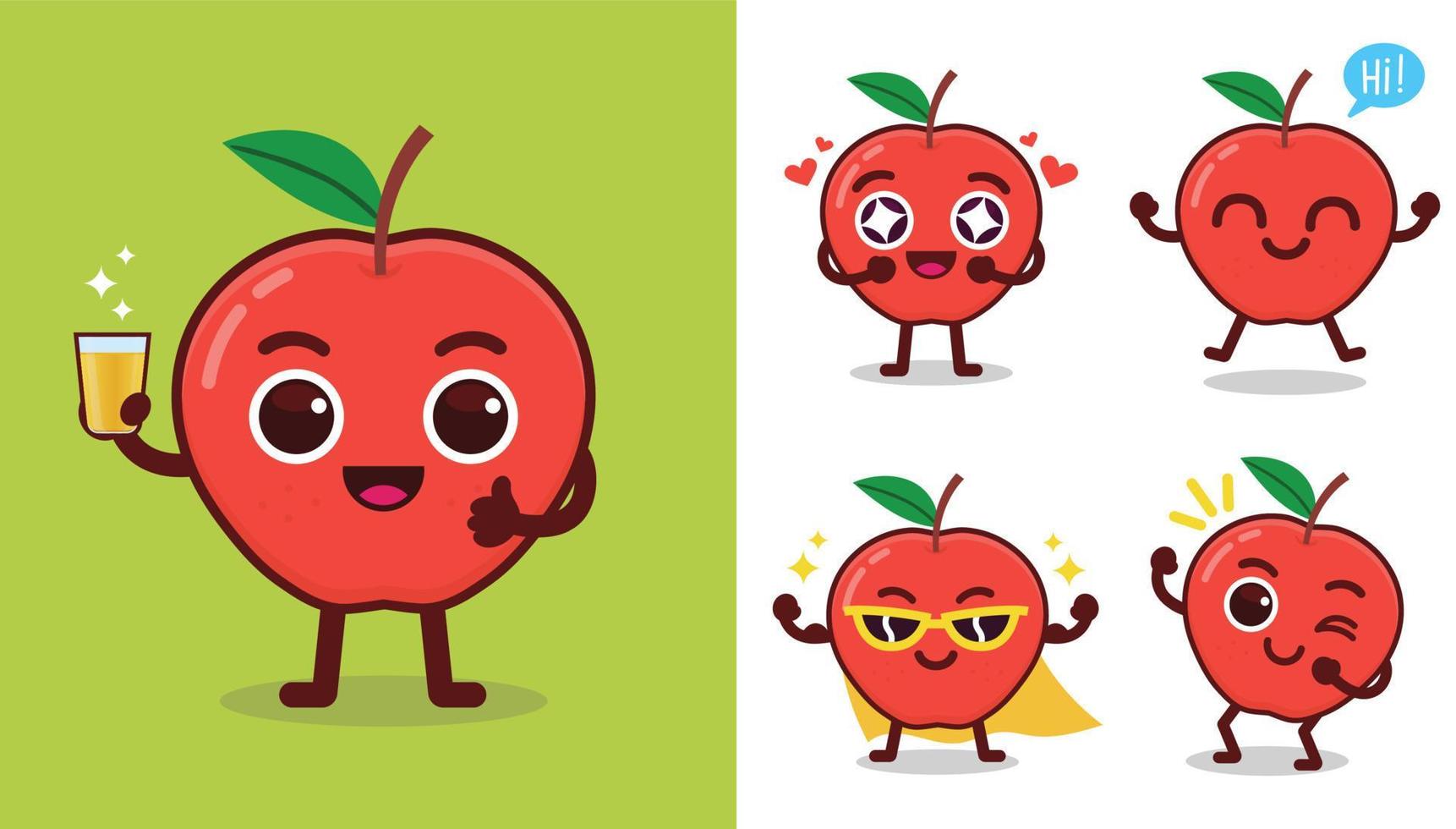 mascotte de vecteur de pomme rouge