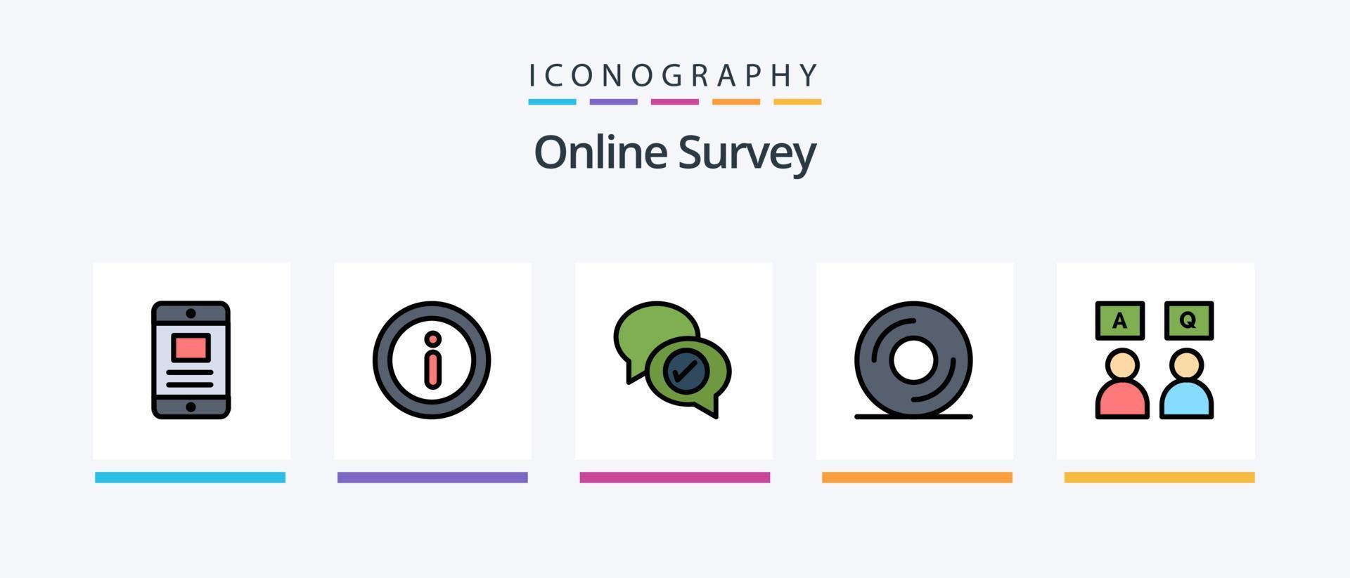 ligne d'enquête en ligne remplie de 5 packs d'icônes comprenant. poster . entreprise .. conception d'icônes créatives vecteur