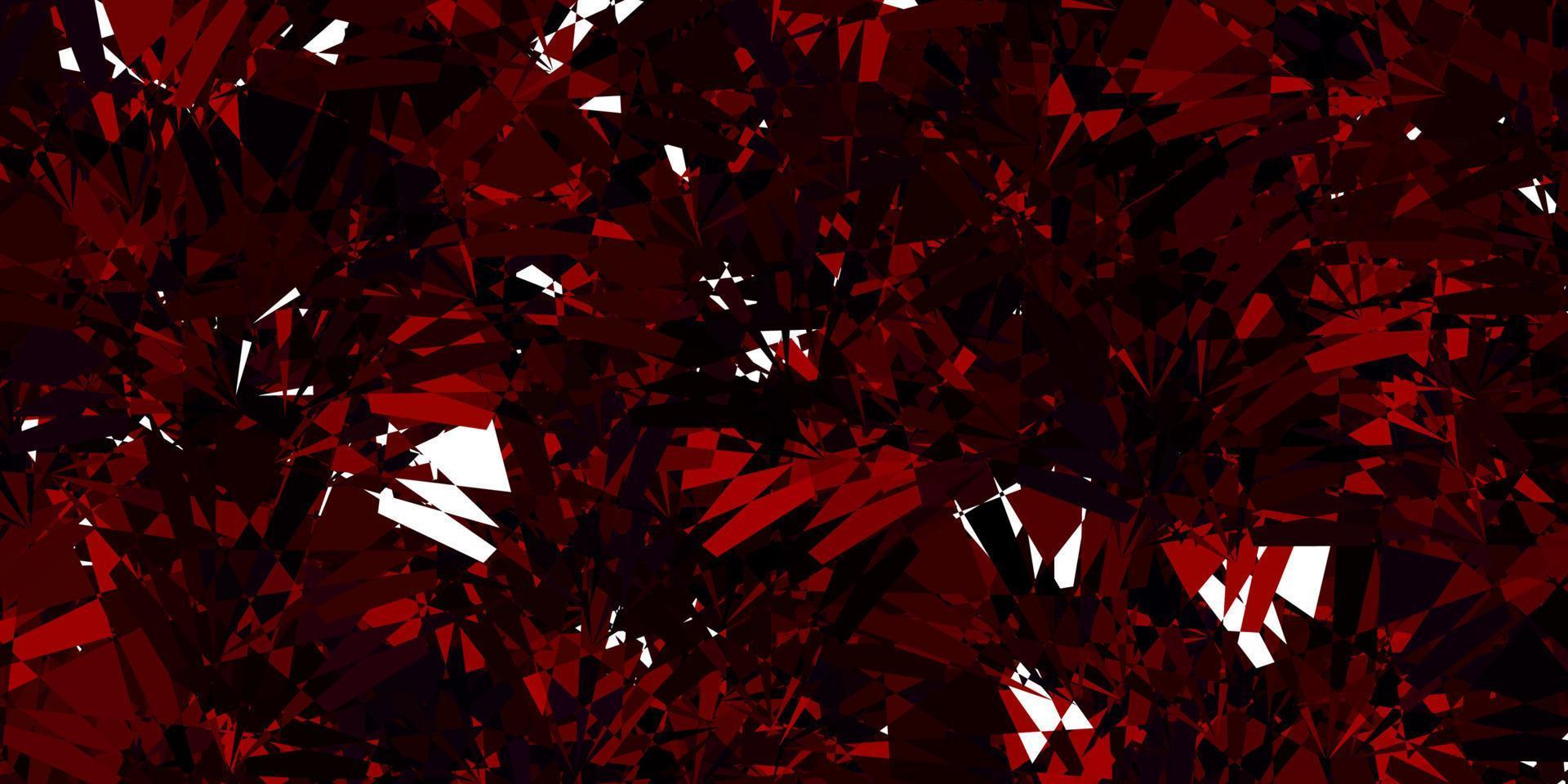 toile de fond de vecteur rouge foncé avec des triangles, des lignes.
