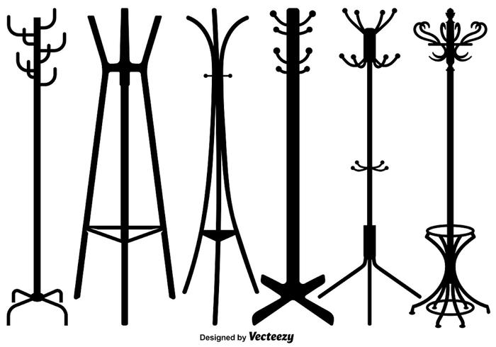 Jeu de silhouettes de stand de manteau vectorielles vecteur