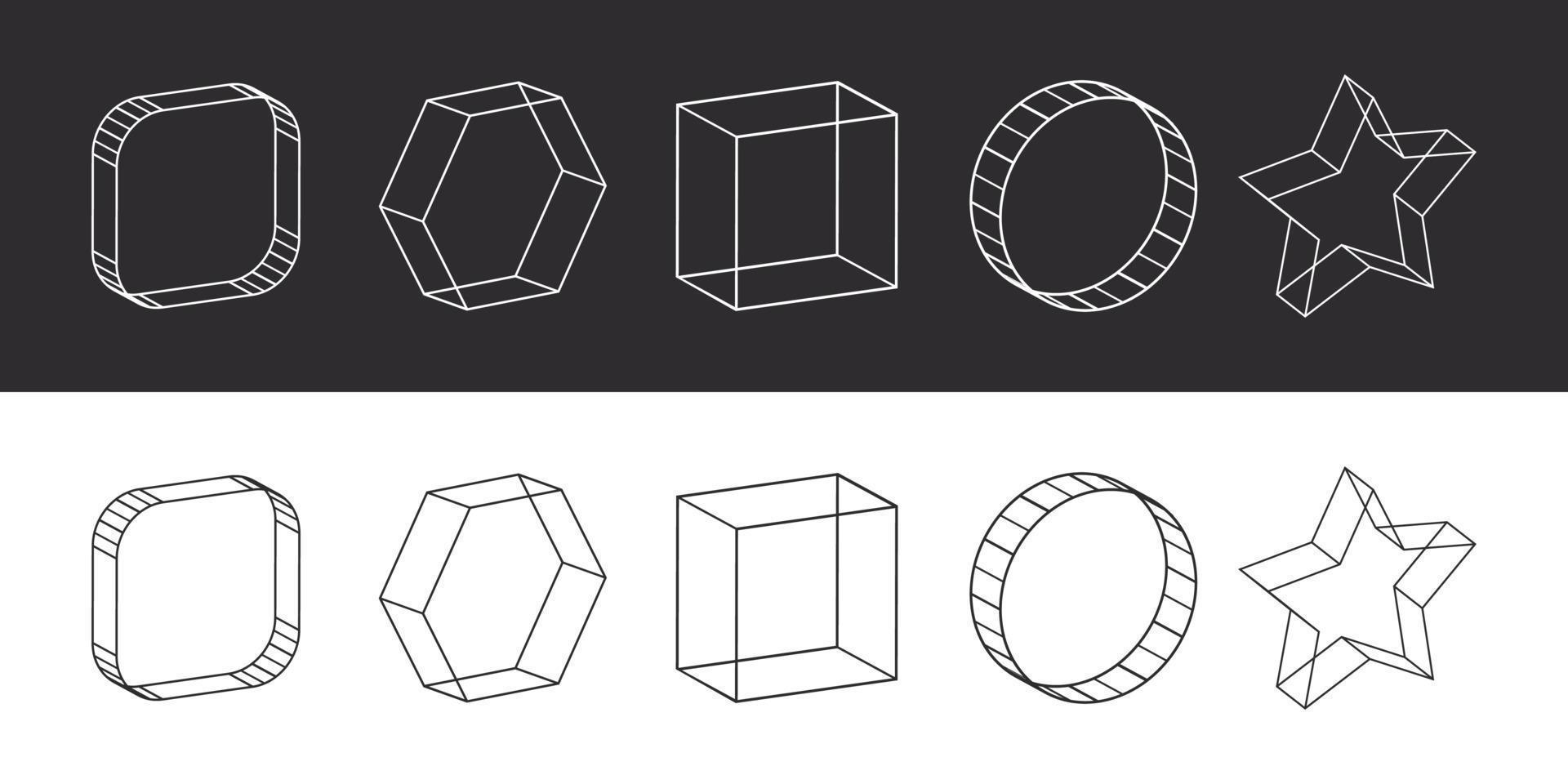 diverses formes géométriques futuristes rétro. éléments de conception rétro-onde. illustration vectorielle vecteur