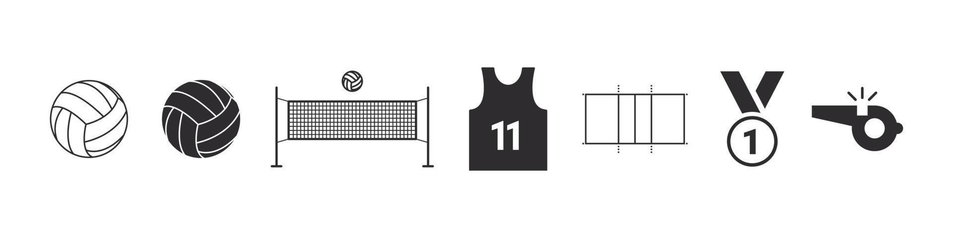 jeu d'icônes de volley-ball. signes de volley-ball. éléments de volley-ball pour la conception. icônes vectorielles vecteur