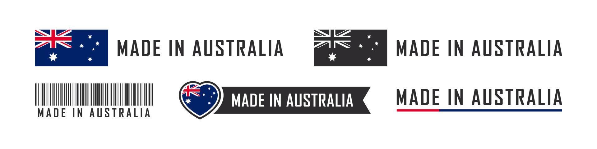 logo ou étiquettes fabriqués en australie. emblèmes de produits australiens. illustration vectorielle vecteur