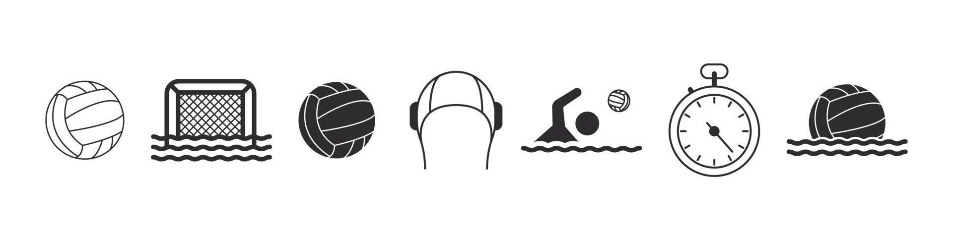 icônes de water-polo. icônes sportives dans un style simple. éléments de water-polo pour la conception. icônes vectorielles vecteur