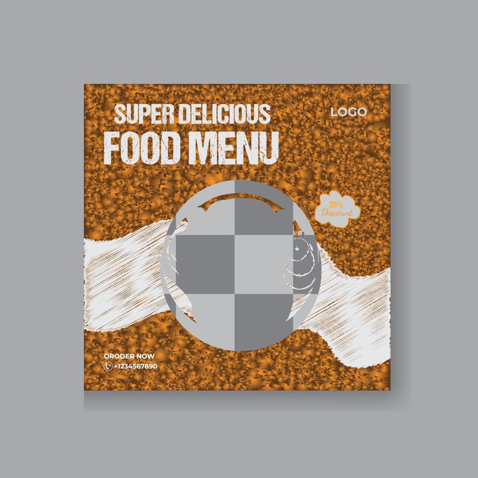 conception de publication de médias sociaux de menu de nourriture délicieuse ou modèle de bannière instagram vecteur
