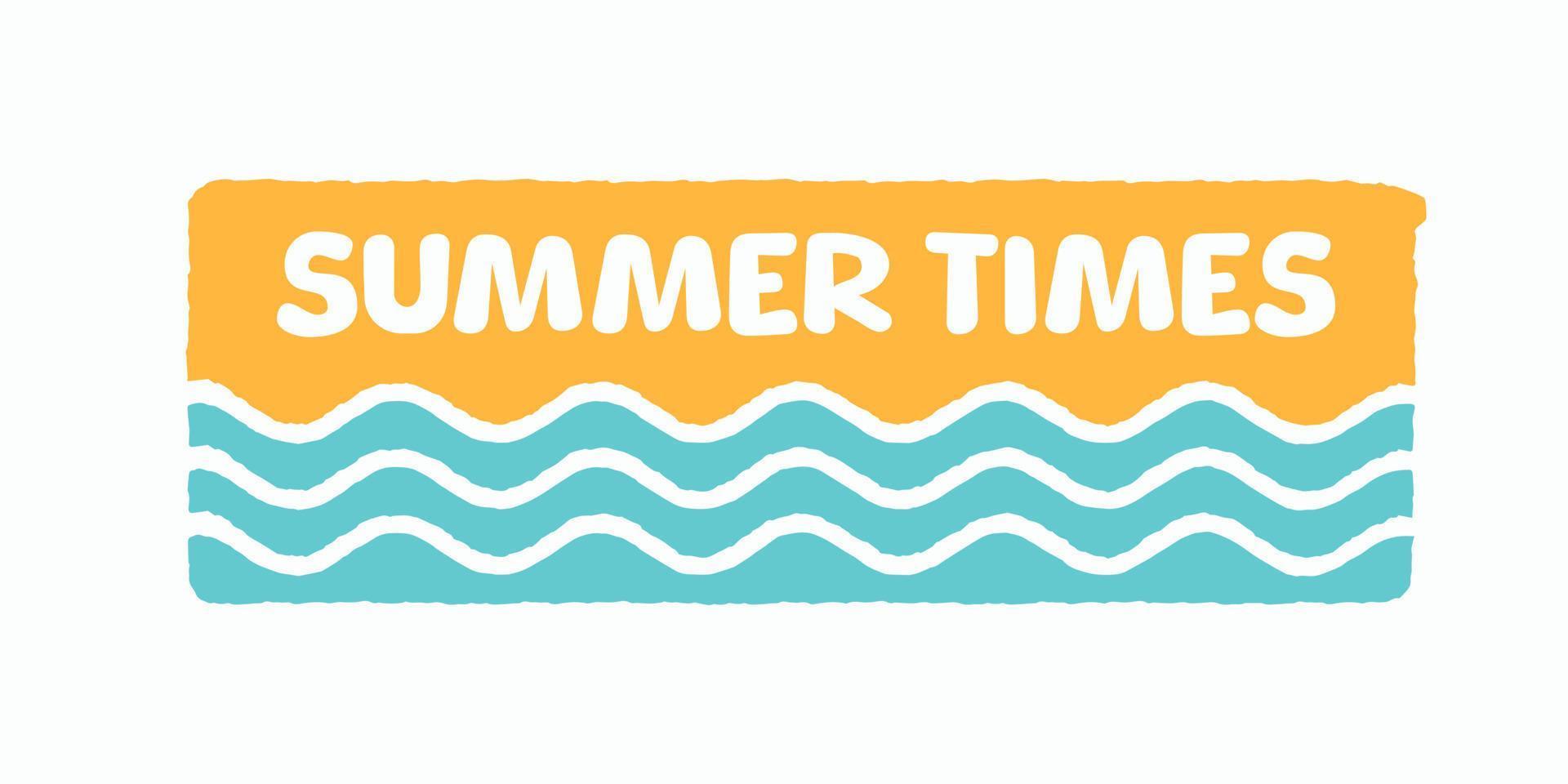 heures d'été et vagues pour t-shirt design, badge, autocollant, etc. vecteur