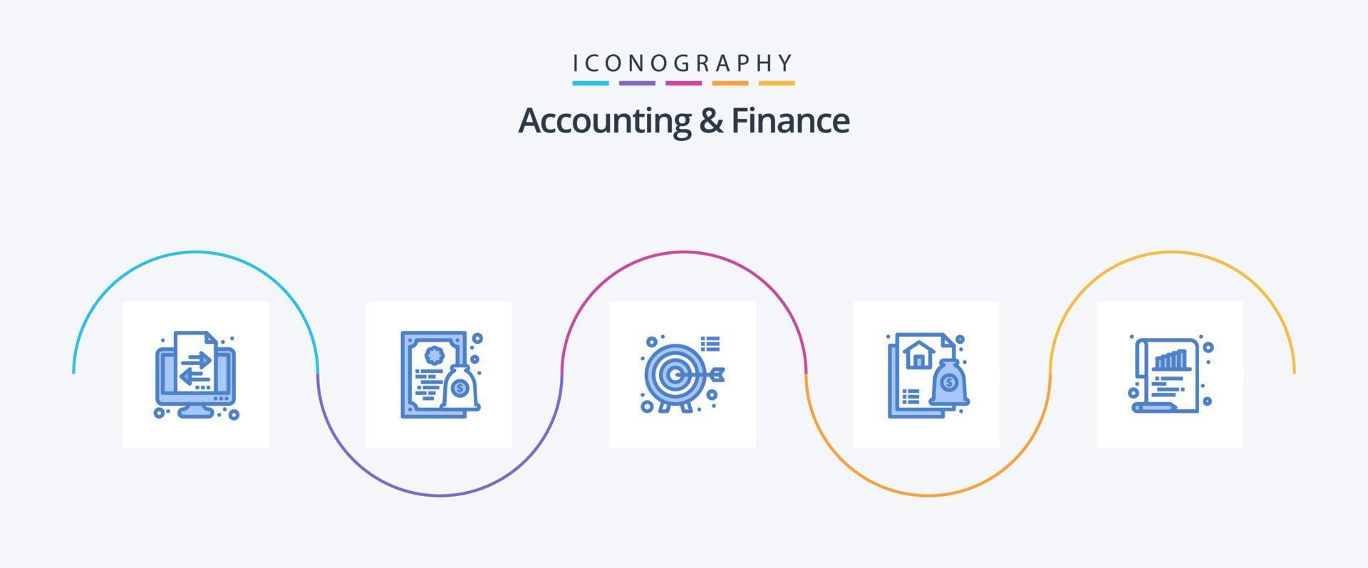 pack d'icônes bleues de comptabilité et de finance 5, y compris le graphique. hypothèque. fléchettes. logement. conseil vecteur