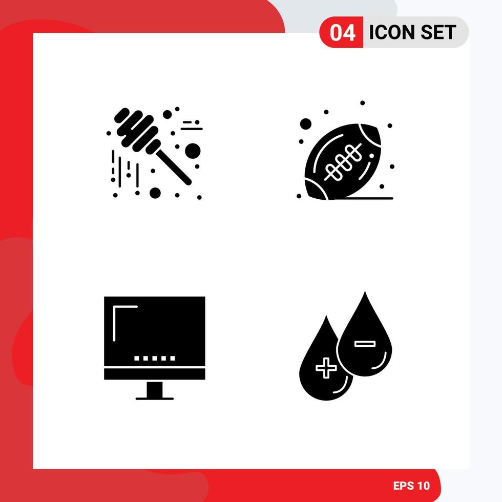 pack d'icônes vectorielles stock de 4 signes et symboles de ligne pour les éléments de conception vectoriels modifiables de moniteur de sport électronique thanksgiving miel vecteur