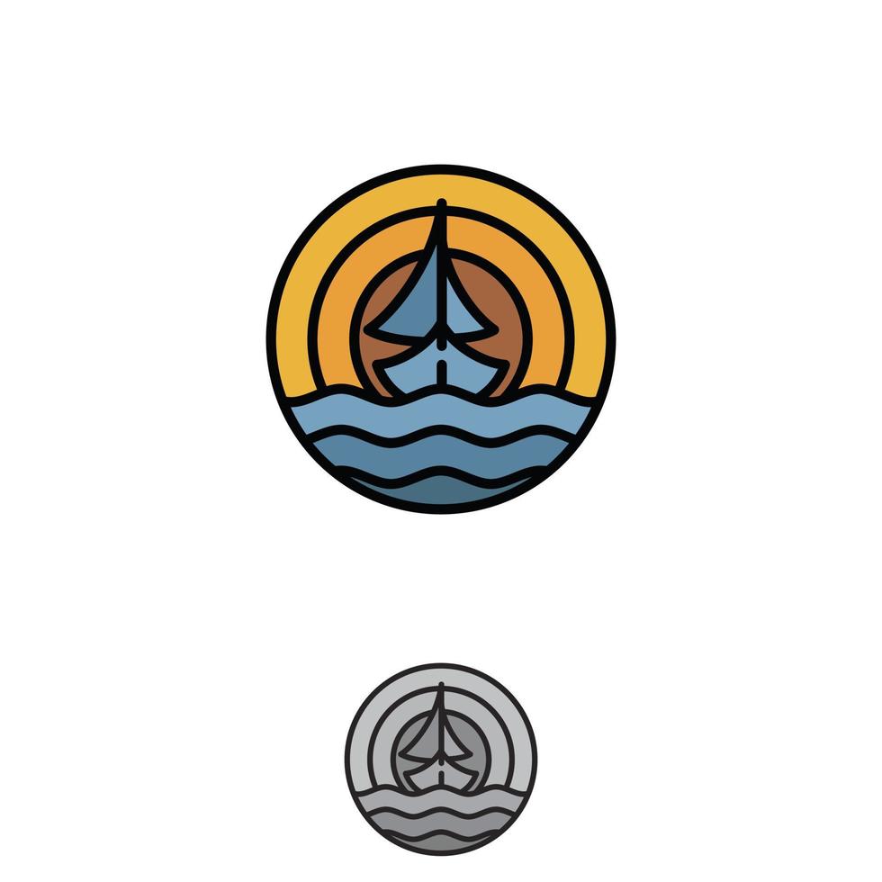 le style de contour de conception de logo de voilier vecteur