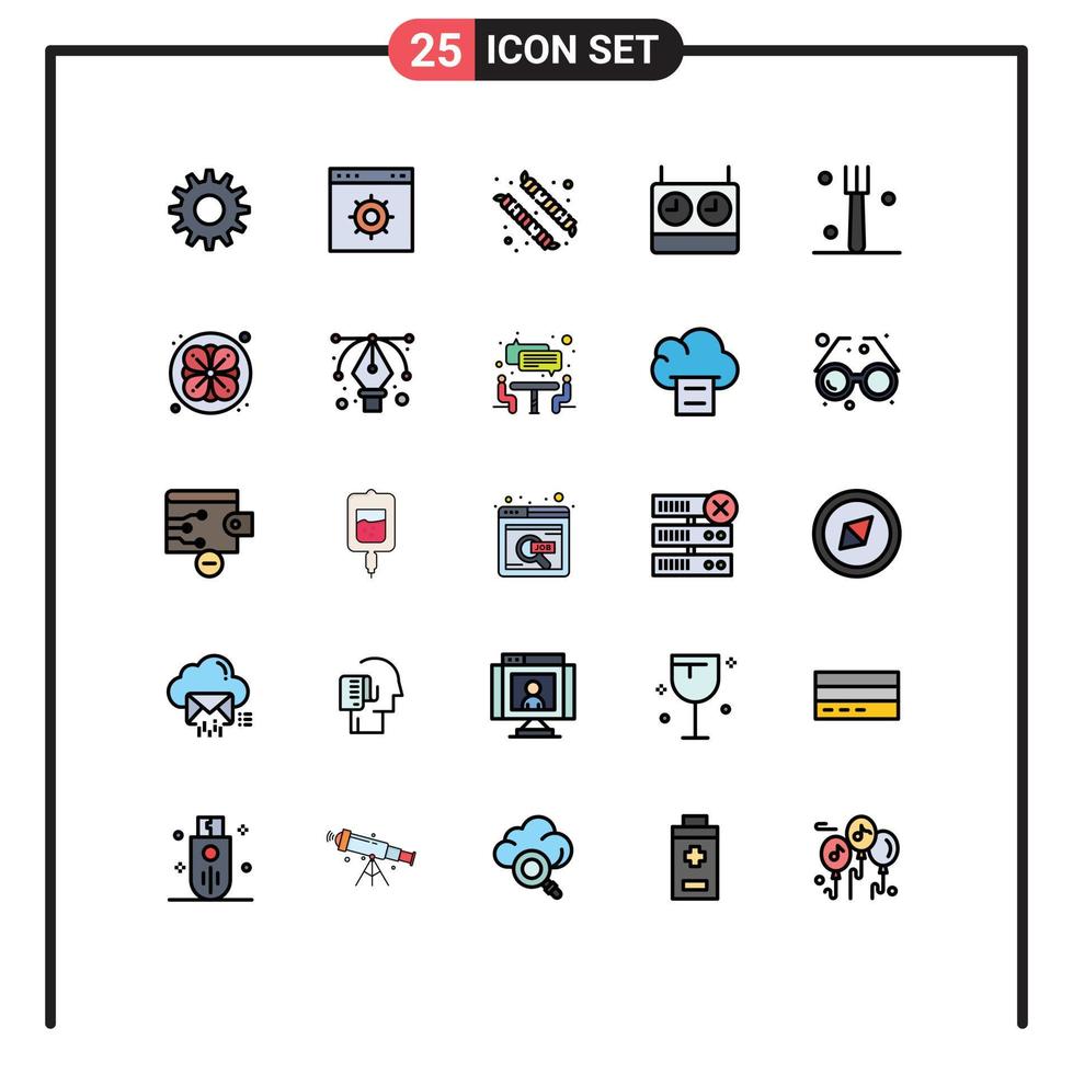 pack d'icônes vectorielles stock de 25 signes et symboles de ligne pour sauna vaisselle bonbons minuteur de cuisine éléments de conception vectoriels modifiables vecteur