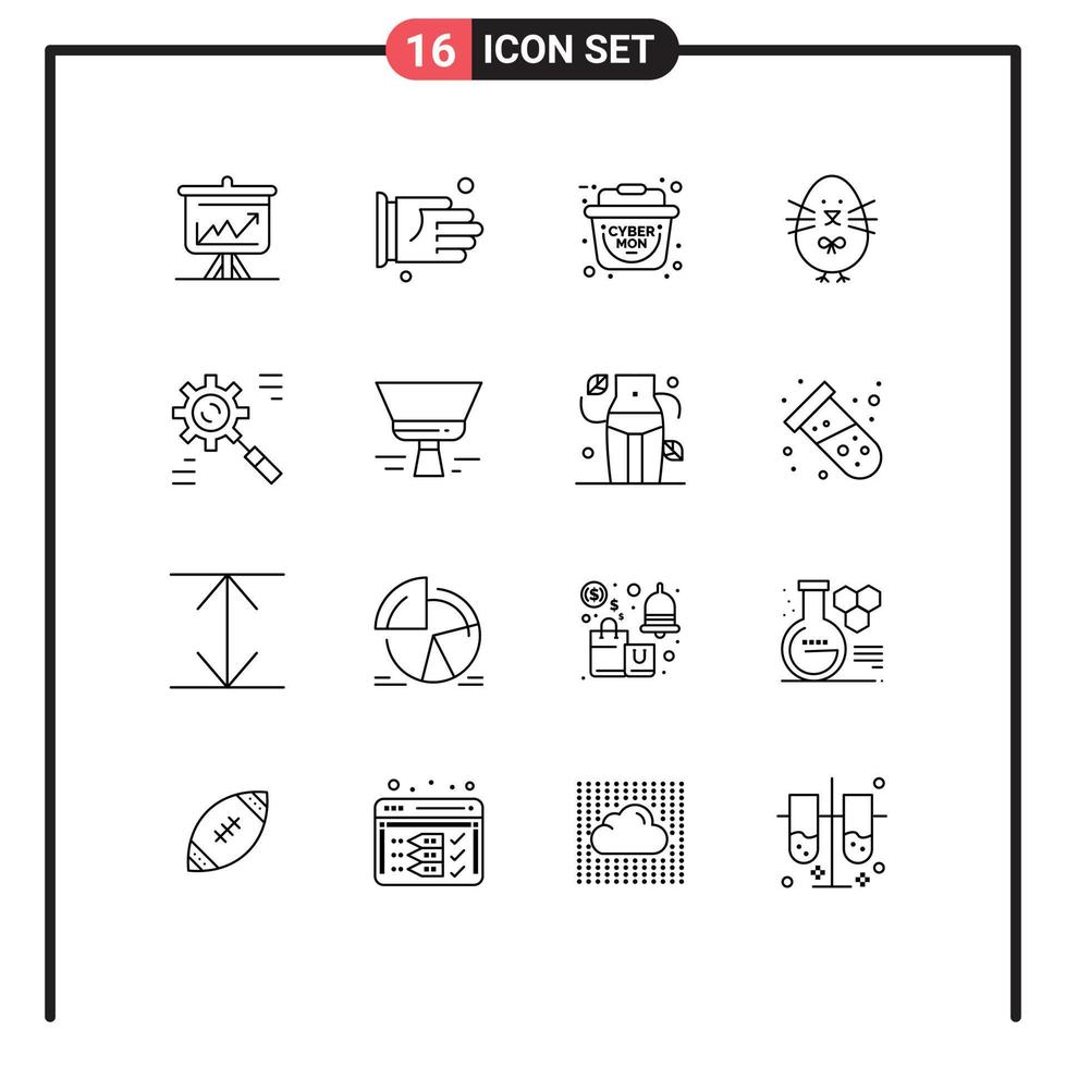 ensemble moderne de 16 contours et symboles tels que des éléments de conception vectoriels modifiables de poulet de bébé de bureau heureux d'entreprise vecteur