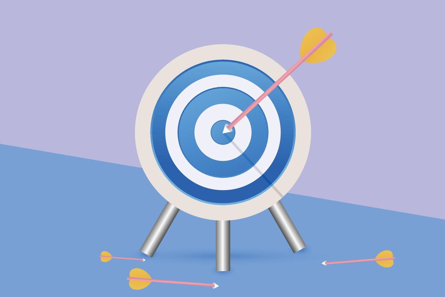 symbole de cible de tir à l'arc avec flèche sur l'illustration vectorielle de couleur bleue vecteur