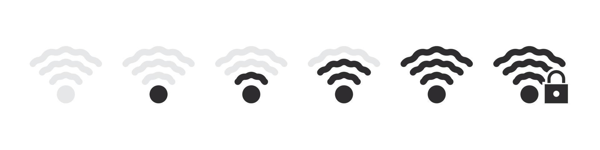 concept d'icônes wifi. signes sans fil et wifi. barres de signal Internet sans fil. icônes vectorielles vecteur