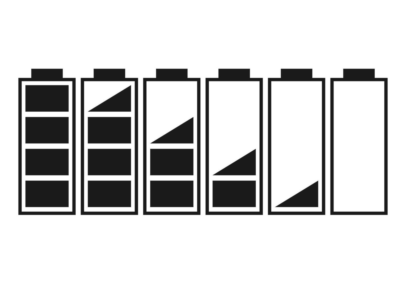 un ensemble de six batteries avec différents indicateurs de charge. illustration vectorielle vecteur