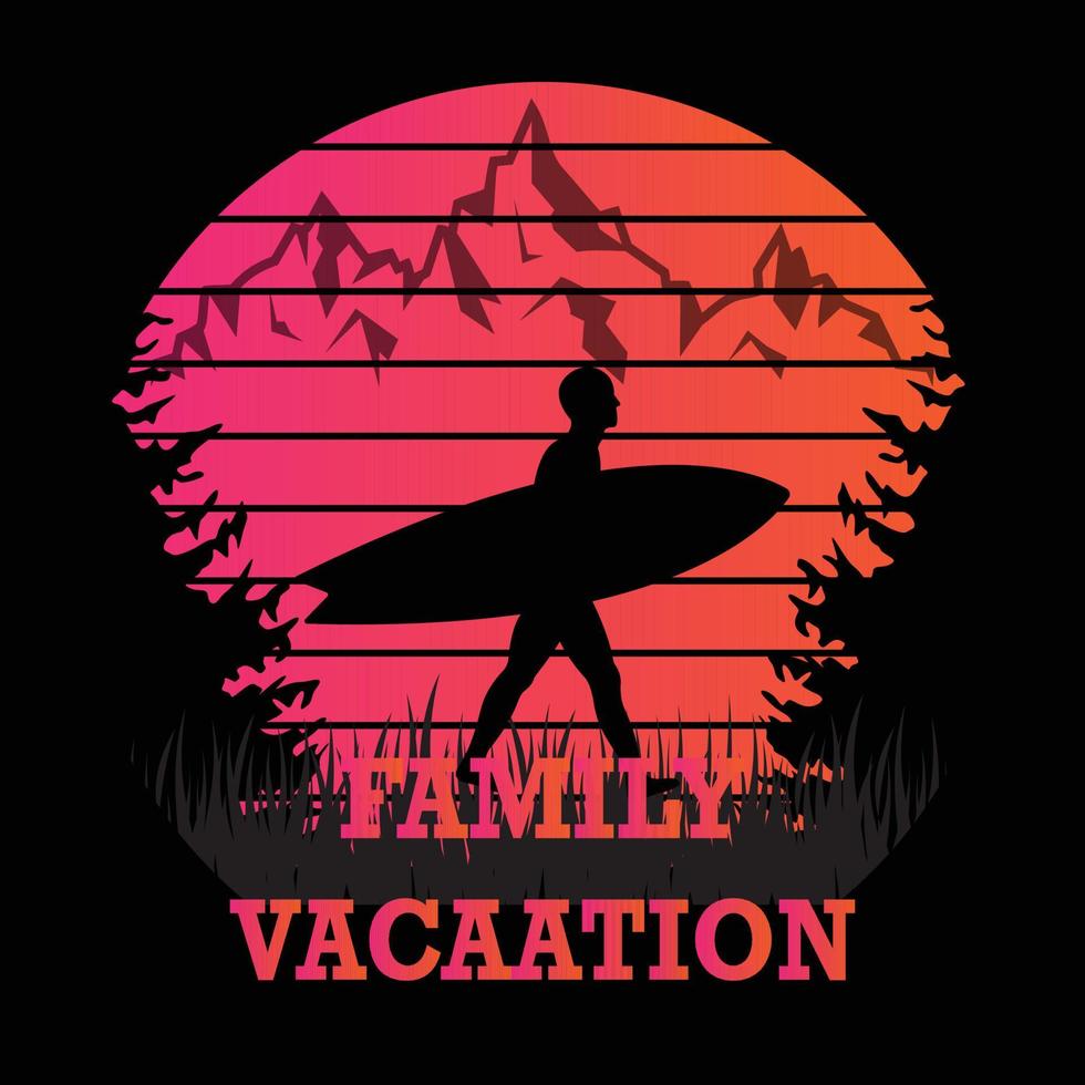 conception de t-shirt de vacances en famille vecteur