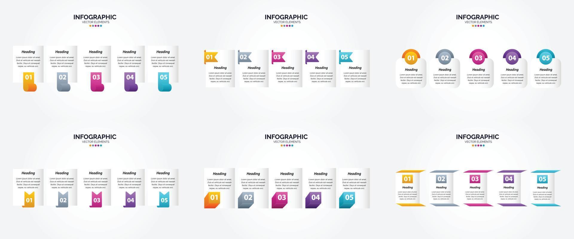 les illustrations vectorielles de cet ensemble sont idéales pour créer des infographies pour la publicité. dépliants. dépliants. et revues. vecteur