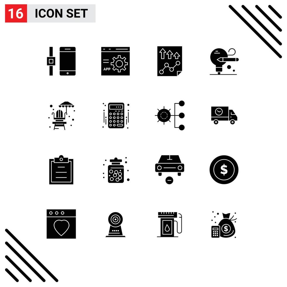 pack d'icônes vectorielles stock de 16 signes et symboles de ligne pour l'éducation à l'eau données crayon rapport éléments de conception vectoriels modifiables vecteur