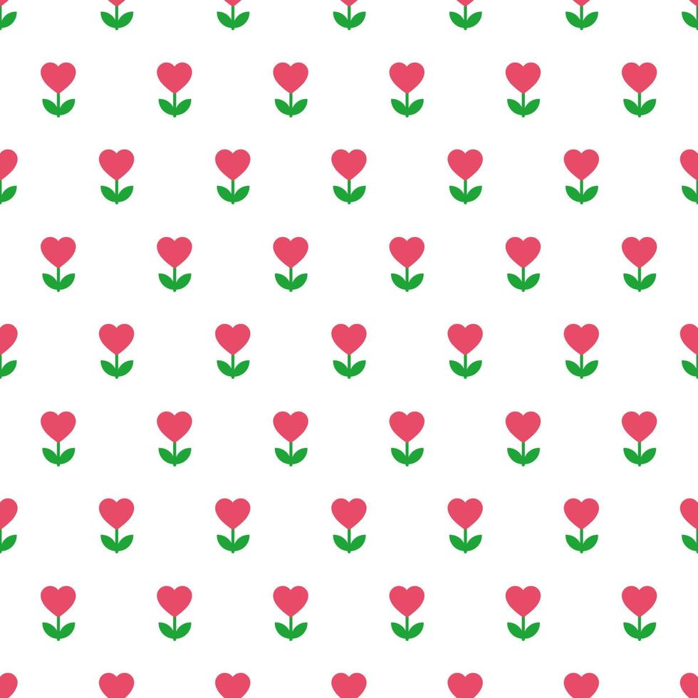 graphiques simples mignons de fleur de coeur rouge et vert, modèle sans couture. vecteur