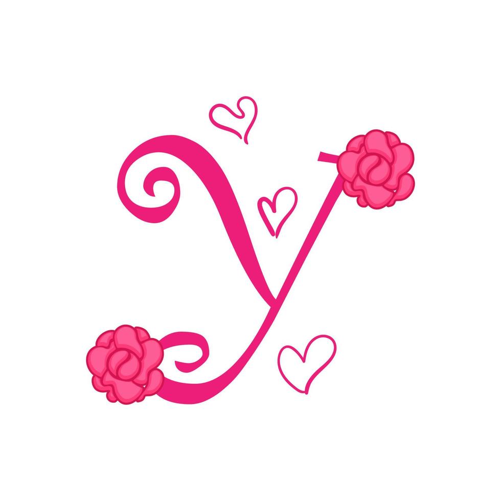 illustration vectorielle de typographie valentine, fleur, amour en couleur rose. vecteur