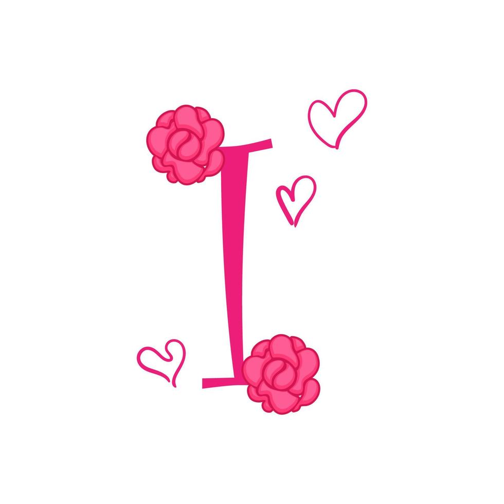 illustration vectorielle de typographie valentine, fleur, amour en couleur rose. vecteur