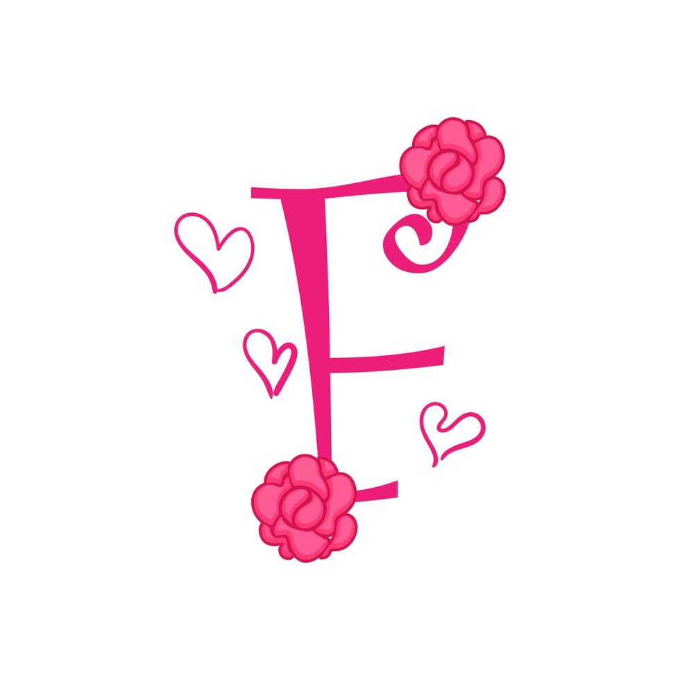 illustration vectorielle de typographie valentine, fleur, amour en couleur rose. vecteur