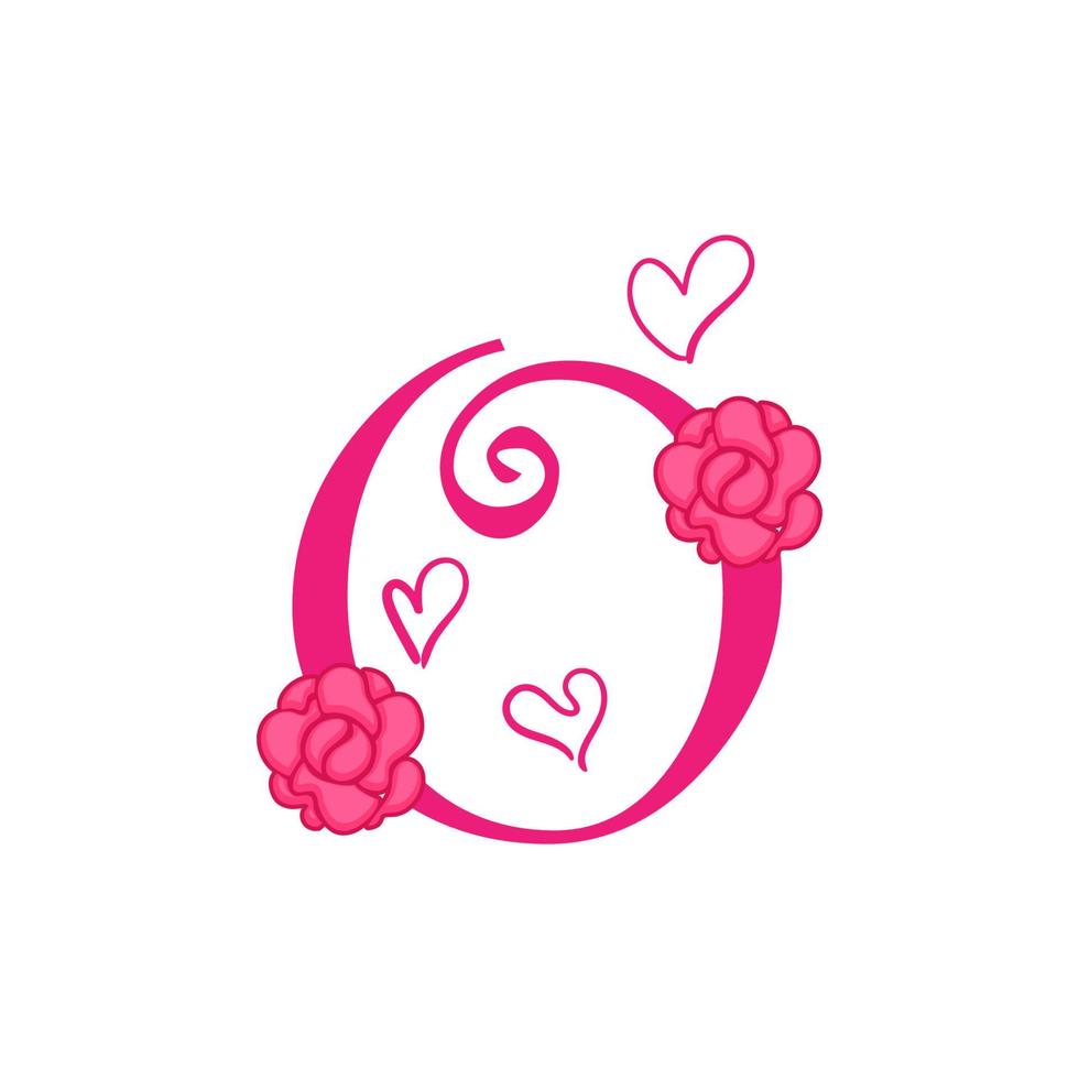 illustration vectorielle de typographie valentine, fleur, amour en couleur rose. vecteur