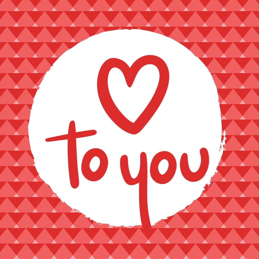 carte d'amour dessinée à la main pour la saint valentin avec citation à vous et fond rouge coeur et triangle vecteur